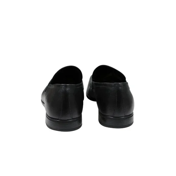 Prada Mens Penny Loafers US 8.5 UK 7.5 Black Saffiano Leather Slip On Moccasins - Picture 6 of 10